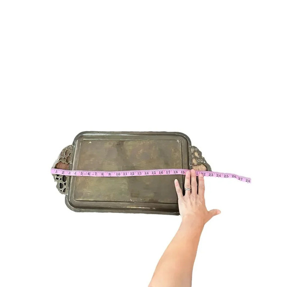 Vintage Indian Hand Carved Wooden Serving Tray or Tea Tray Ornate Design - Picture 4 of 9